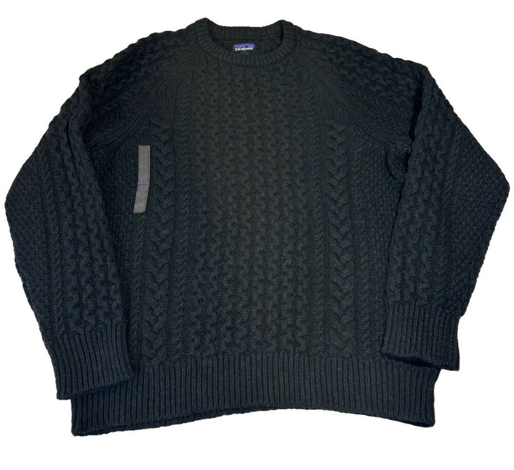 NWT Patagonia Wool Blend Cable-Knit Green Sweater Unisex Mens Size L Women’s XL